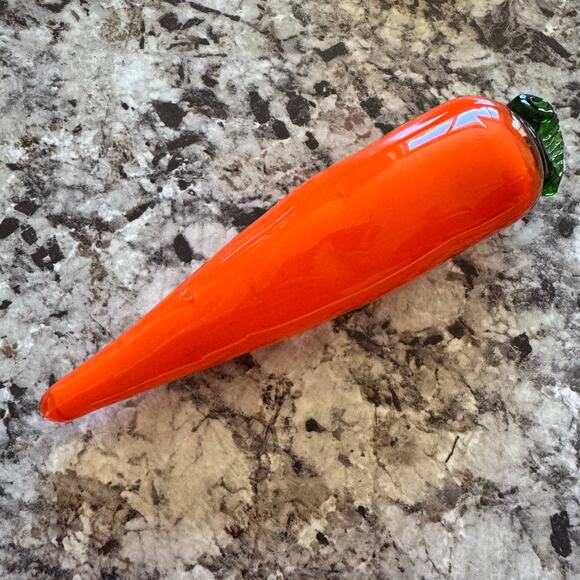 VTG Murano Style Handblown Glass Carrot Orange Art Home Decor MCM Art Deco - Picture 1 of 6